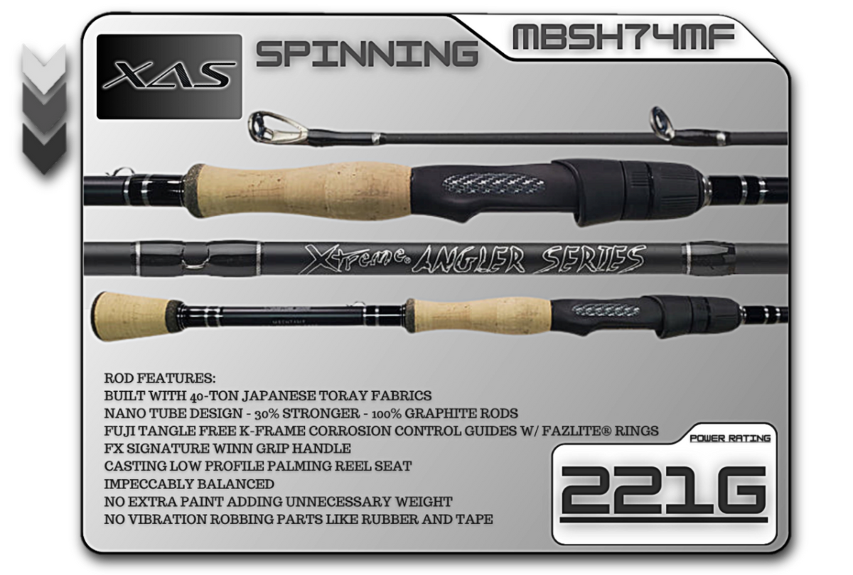 Xtreme Angler Series MBSH74MF - 7'4 Medium Fast - Spinning Rod - Cork  Grips – Fx Custom Rods