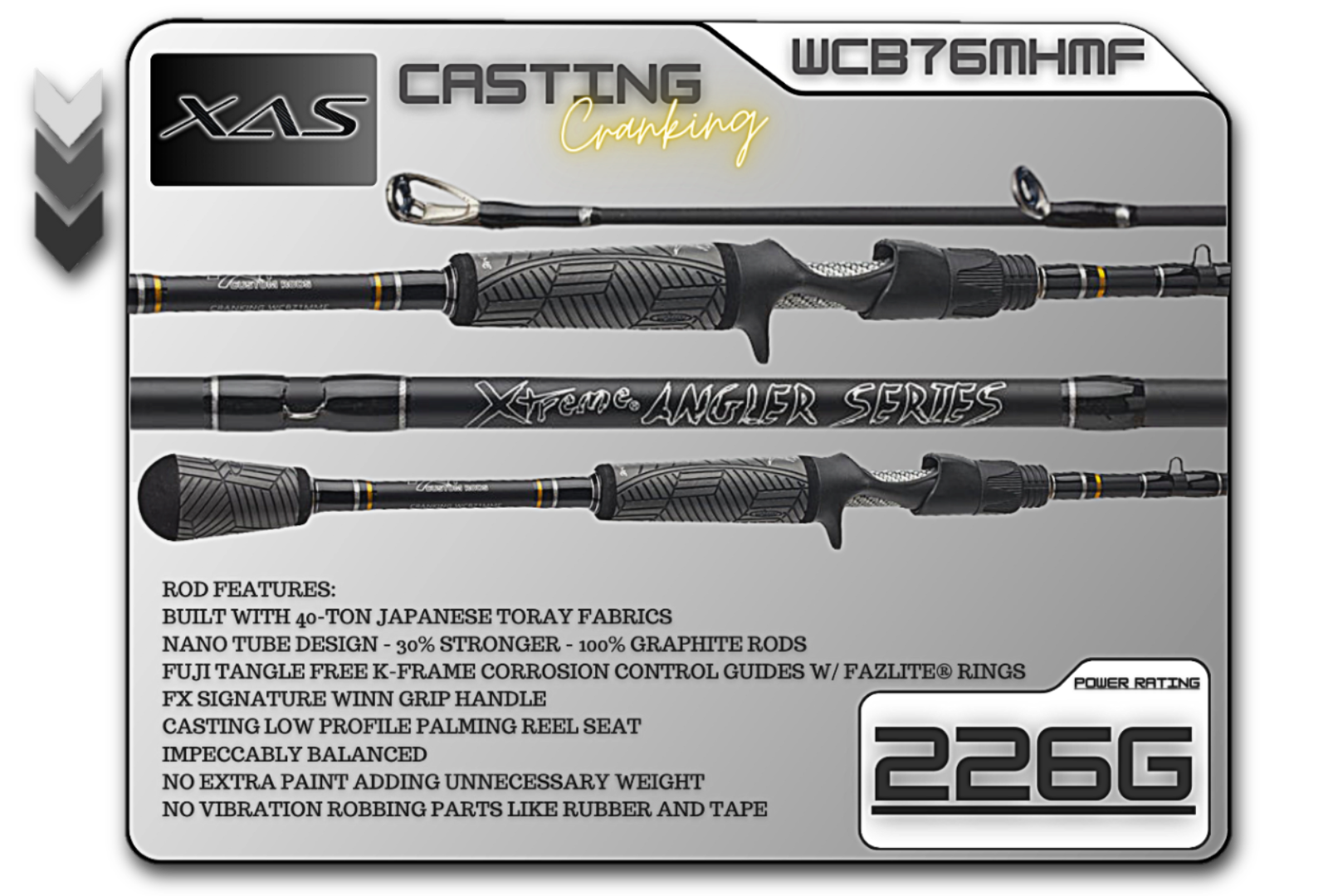 FX Custom Rods 7'6 Medium Hvy Mod-Fast Cranking-Blended Graphite- Casting Rod