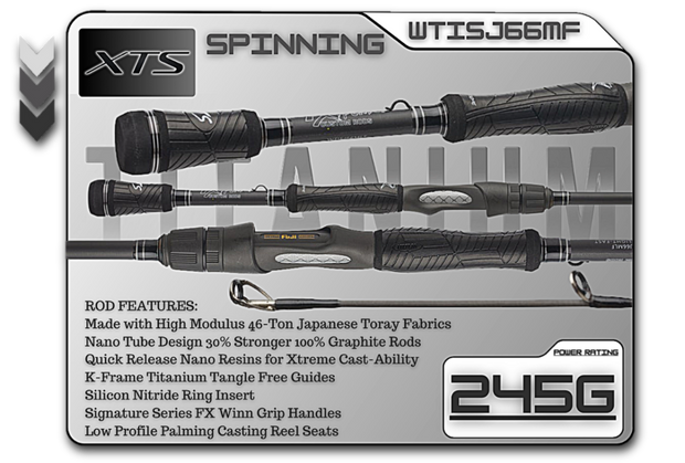 WTISJ66MF   6'6" Medium Fast Spinning Rod  **TITANIUM SERIES**