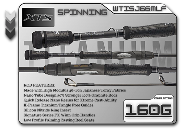 WTISJ66MLF   6'6" Medium Light Fast Spinning Rod  **TITANIUM SERIES**