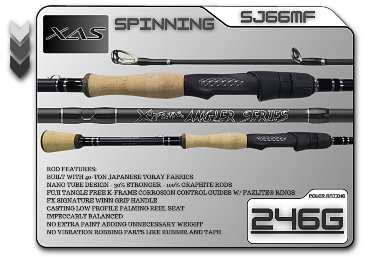 Xtreme Angler Series SJ66MF - 6'6 Medium Fast -Spinning Rod