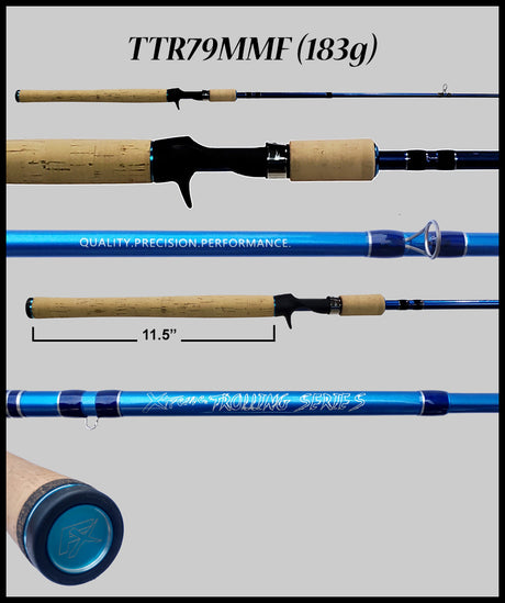 TTR79MMF-7'9" Medium-Mod Fast Telescopic Trolling Rod-Fx Custom Rods